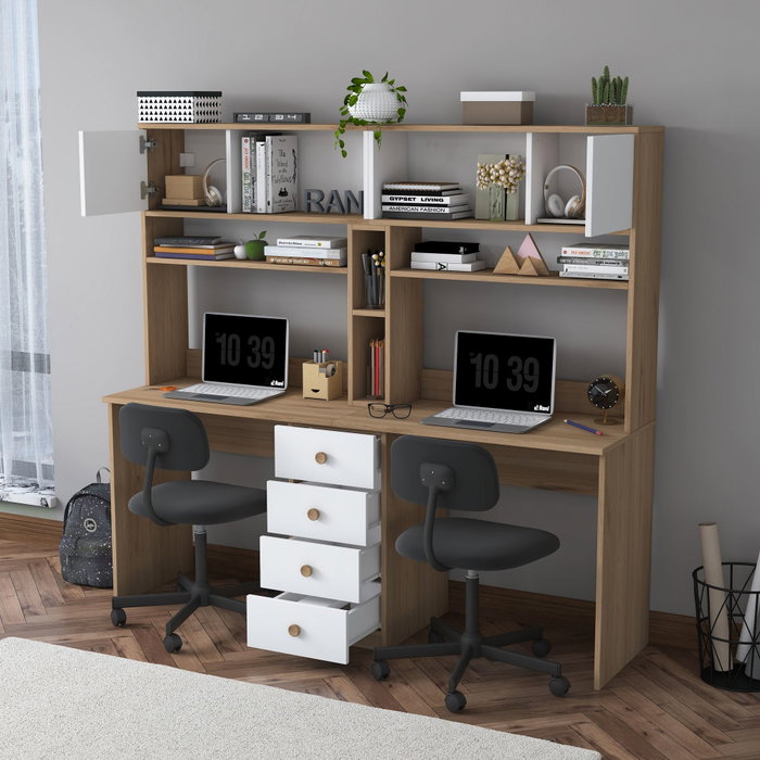 Hanah Home Escritorio de Estudio HA130 - 4017 Nogal y Blanco